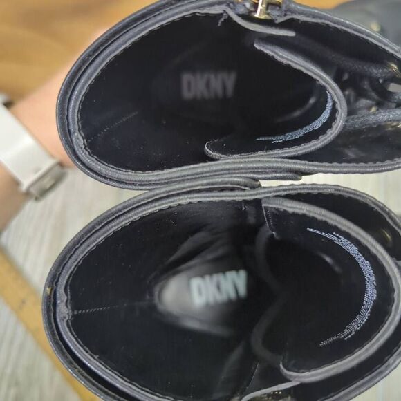 DKNY Black Lace Up Ultra High Heel Combat Boots Womens Size 7 K4982241 - Picture 10 of 12